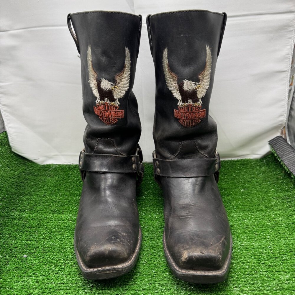 Harley‑Davidson 56115 Eagle Harness Boots Black Leather Men’s 9M Motorcycle